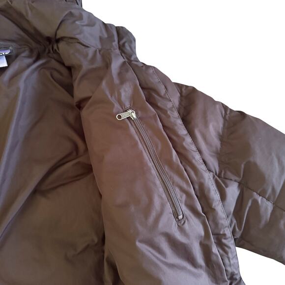 Patagonia Hooded Goose Down Long Parka Jacket Coat Womens Med M Brown Puff 1123 - Picture 9 of 16